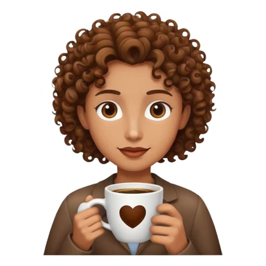 sunshine with curly brown hair and a coffee  sticker