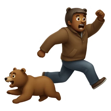 man being chased by bear sticker
