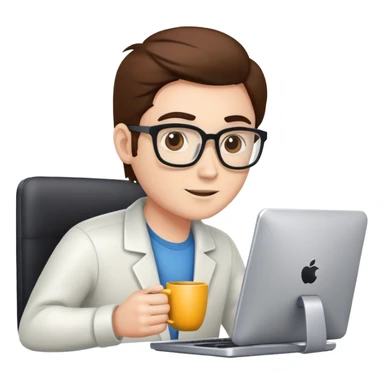 software developer coding on computer with coffee mug sticker