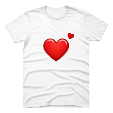 graphic tee shirt with a heart design sticker