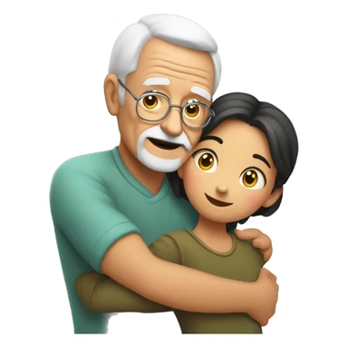 Grandpa huggings with girl sticker