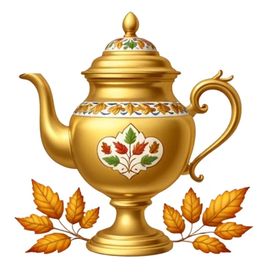 Gold samovar and autumn and a cup sticker