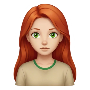 Girl with middle part long red hair and green eyes beige shirt sticker