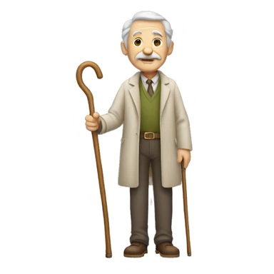 old man with cane facing forward sticker