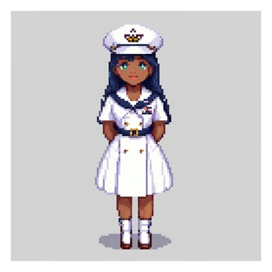 US Navy sailor in dress whites uniform with sailor hat sticker