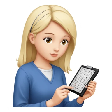 Girl Sudoku Problem-Solving on the new paper, side view. sticker