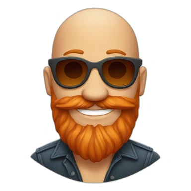 smiling rocking bald red beard men with sun glasses sticker