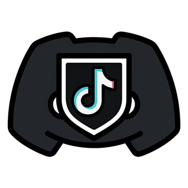 Discord role icon inspired by the TikTok logo, using TikTok's signature colors black white cyan and pink, modern and visually appealing, suitable for Discord roles sticker
