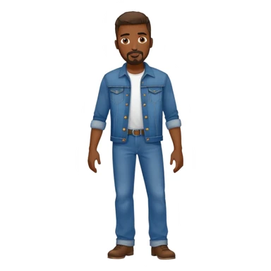 Dark-skinned guy with a goatee, wearing denim, standing like a supermodel sticker