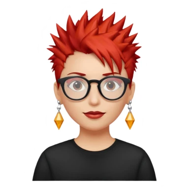red spiky hair with glassess and earrings sticker