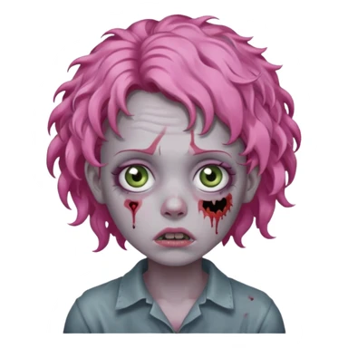 Sad zoombie curly pink hair sticker