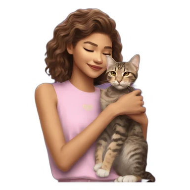 Zendaya petting a cat sticker