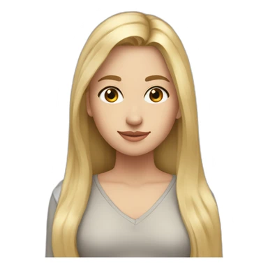 caucasian girl, long straight blonde hair, v-neck laced top sticker