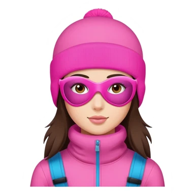 Brunette girl wearing pink ski mask sticker