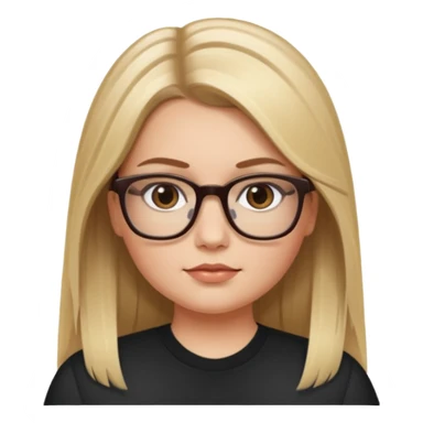 Chica blanca con cabello liso largo balayage (rubio con cafe), ojos cafe obcuro con lentes cuadrados, gordita sticker