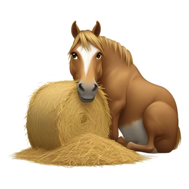 Horse eating hay sticker