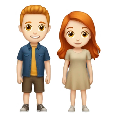 Brunette boy and ginger girl kiss sticker