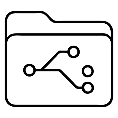 outlined folder icon with electric parts, no fill, clear lines for components sticker