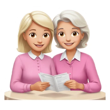 conversación dentro de un restaurant  dos personas y una de las persoans sea una abuela y el otro un adulto de 27 años sticker