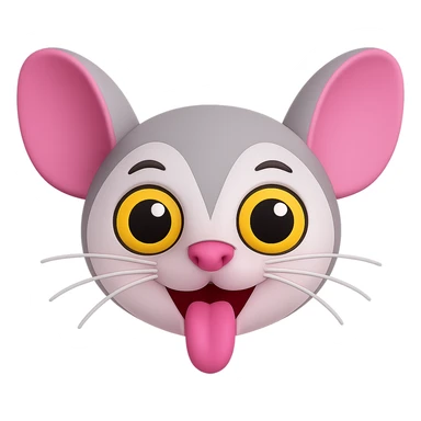 Remove the pink dots (pimples) next to the nose while keeping the open mouth, darker grey outline above the eye, and the same colors. The style is 3D emoji style with a transparent background. Please maintain the 3D emoji look and feel. sticker