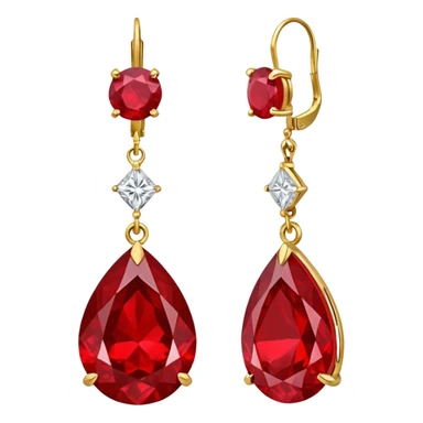 Ruby Red, diamonds & gold pair of earrings  sticker