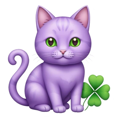 lavender cat with a four-leaf clove sticker
