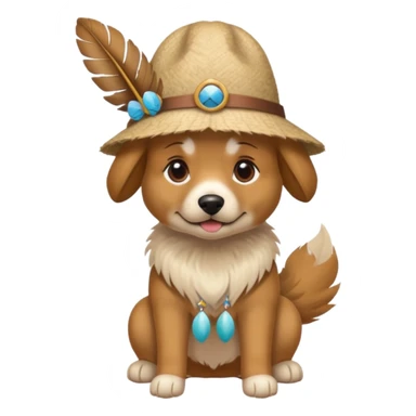 A dog wearing a feather hat, at the beach sticker