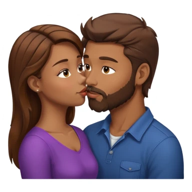 Man with brown hair and a beard kissing a girl with brown hair sticker