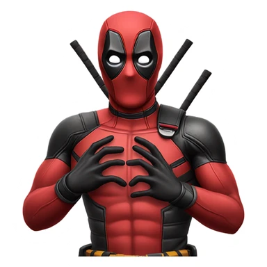 dead pool emoji doing the heart with the hands sticker
