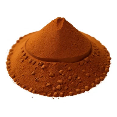 garam masala powder, mound or scatter, rich brown, fine to grainy texture, warm brown to cinnamon, subtle specks, natural irregular shape, clean 3D, soft shadows, transparent background, emoji scale sticker