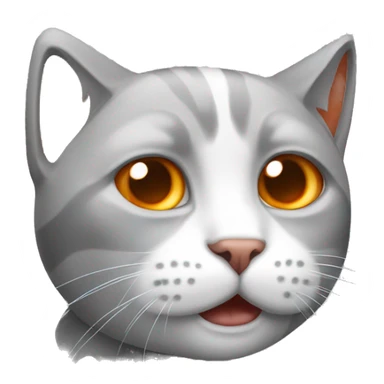 cat left ear gray right ear orange white body crying sticker