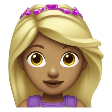 Girl with blonde hair, purple overalls, red shoes and a green tiara sticker