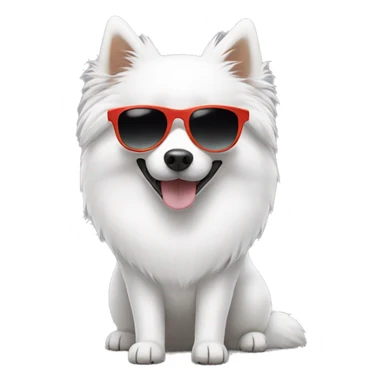 Japanese spitz wearing sunglasses  sticker