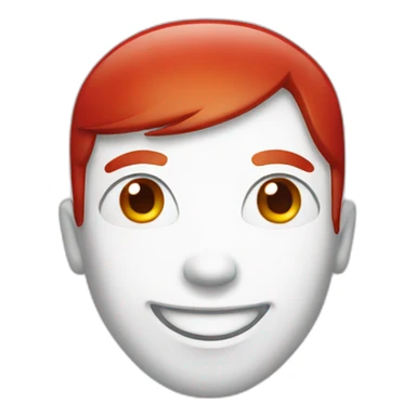 Smile face white color with red hair sticker