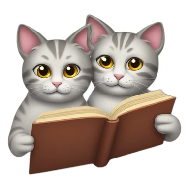 Two cats reading book sticker