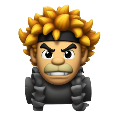 Bowser with curly long black hair sticker