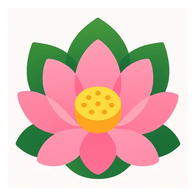 Simplify the pink lotus flower by reducing the number of petals, in a style resembling emoji style with simple shapes and colors. sticker