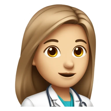 A biologist Girl: Brown, long and straight hair, blue eyes, and medical coat and chemical tests tube  sticker