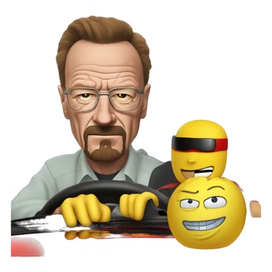 Walter White on top of Lightning McQueen sticker