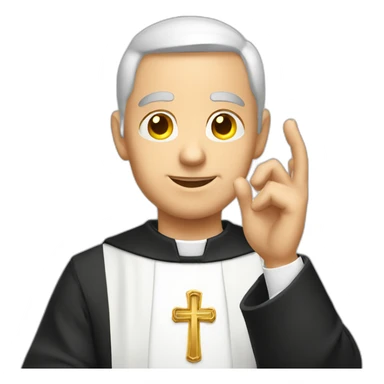 White Catholic Priest doing phone hand symbol sticker