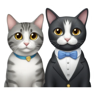 Tuxedo cat and gray tabby cat sticker