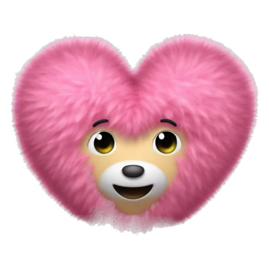 3D pink fluffy heart sticker
