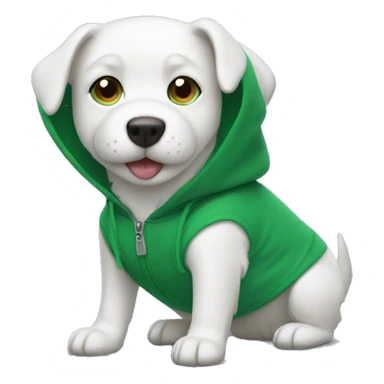 white dog with green hoodie sticker