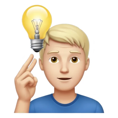 white man with light bulb over head, came up with idea sticker