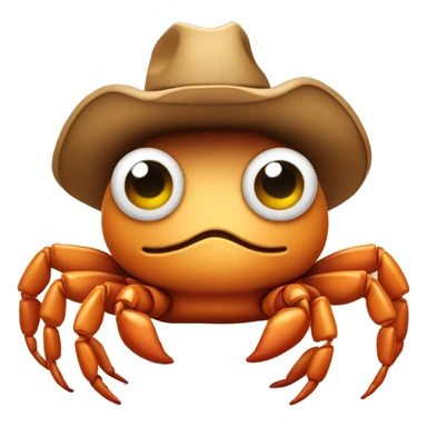 Baby crab wearing a cowboy hat sticker