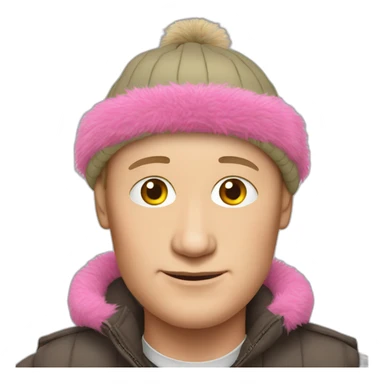 Putin with a pink earflap hat sticker