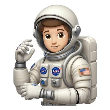 flexed biceps arm with white sleeve and astronaut gloves sticker