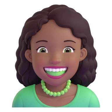 black girl with green braces on her teeth smiling sticker