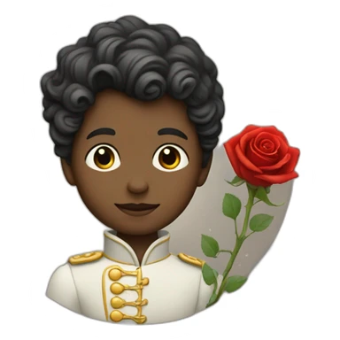 Little prince with red rose on the moon sticker