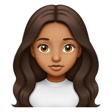 light brown skin girl with dark brown long hair pretty emoji nose sticker